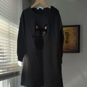 Black Cat Long Sleeve Dress